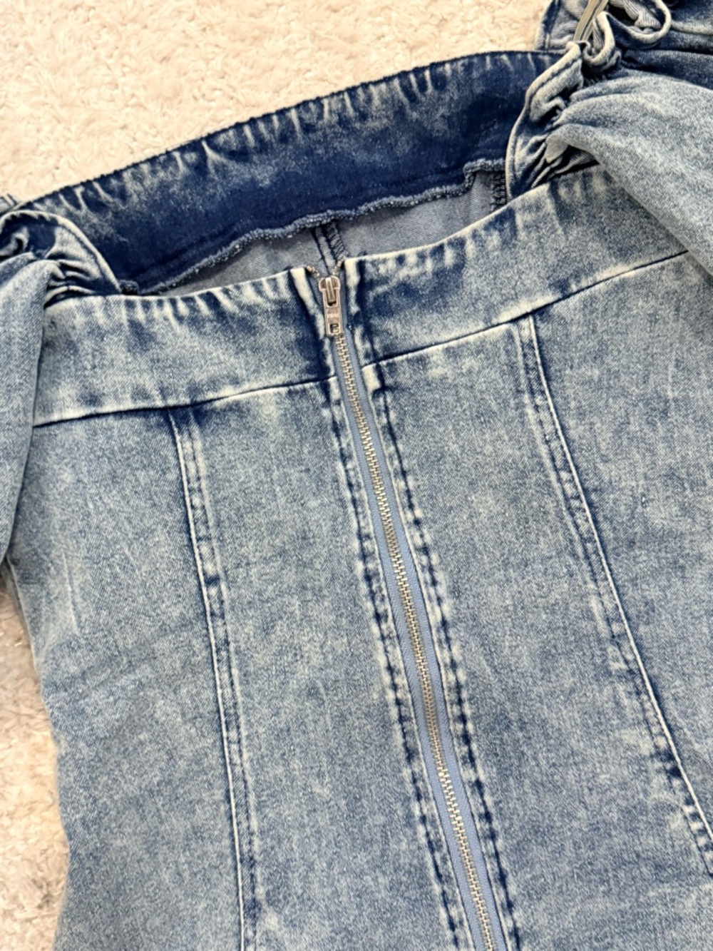 NWOT! Women’s One and Only Denim Puff Sleeve Mini Dress - Size XS - Picture 6 of 7